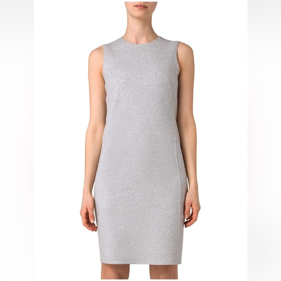 🌸 NWT Christian DIOR Cashmere & Lamb Wool Sheath Dress Grey Cream size 12 - Picture 1 of 11